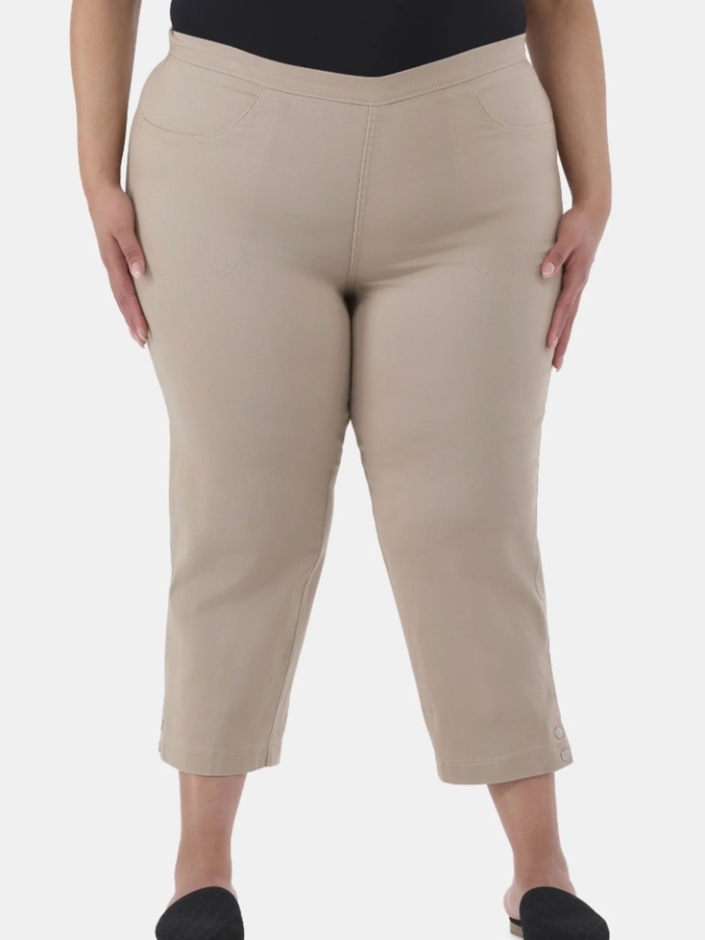 Just My Size Women’s Plus Brownstone Snap Hem Cropped Pants Size 0X 14W NWT